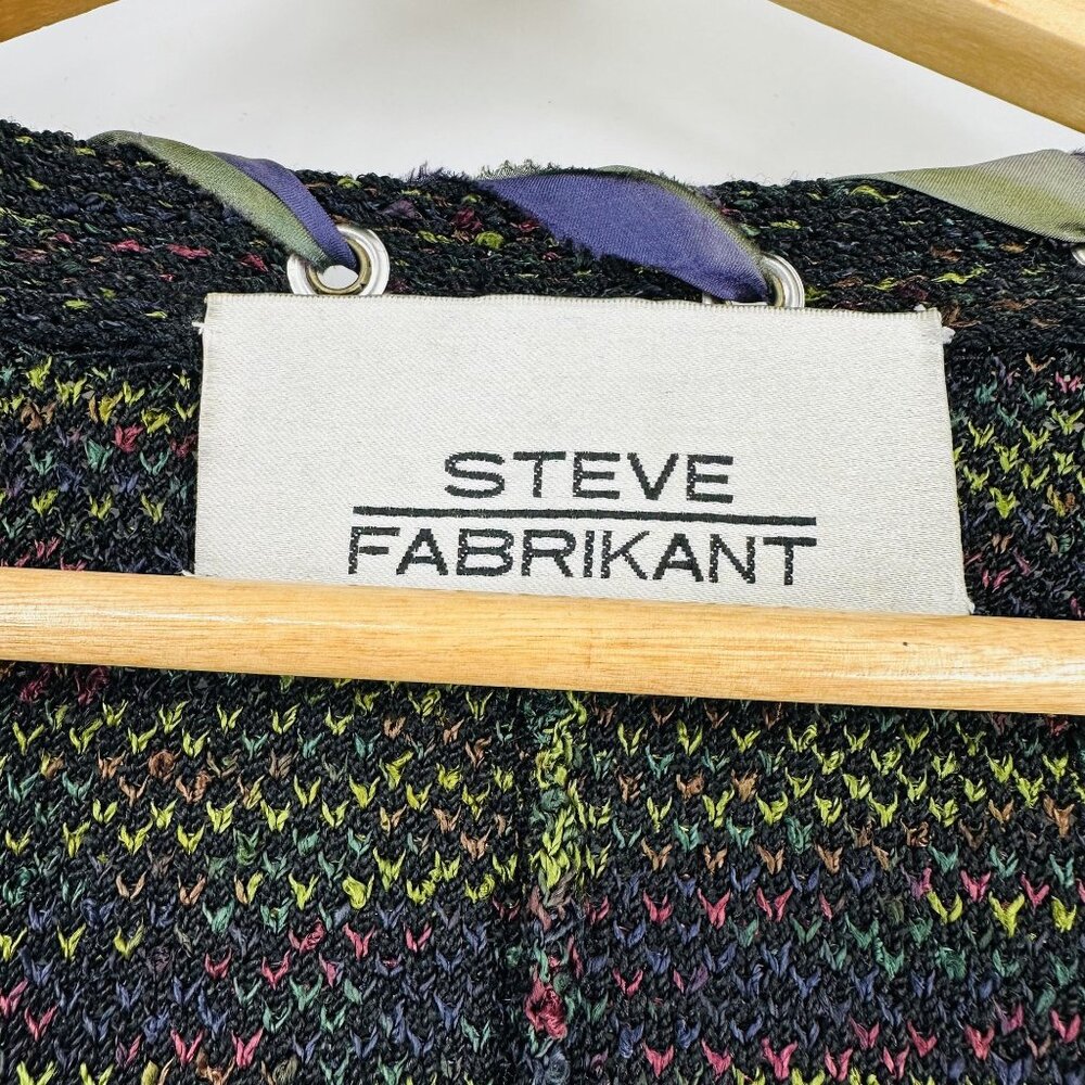 Steve Fabrikant Vintage Green Multi Knit Ribbon Long Sleeve Cardigan Sweater XL - Picture 3 of 9